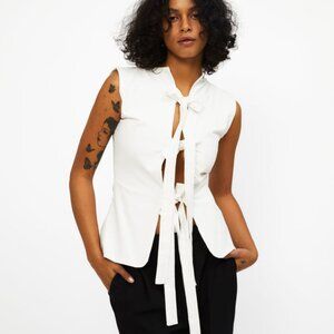 Bow Tie Vest - Atelier Tulpe  - White